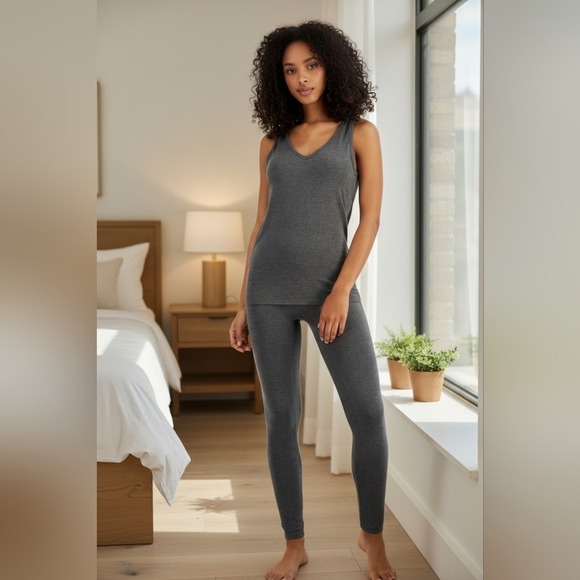 Alfani 3 piece ultra soft modal leggings top/tank lounge set. Heather Grey NWT - Picture 13 of 16